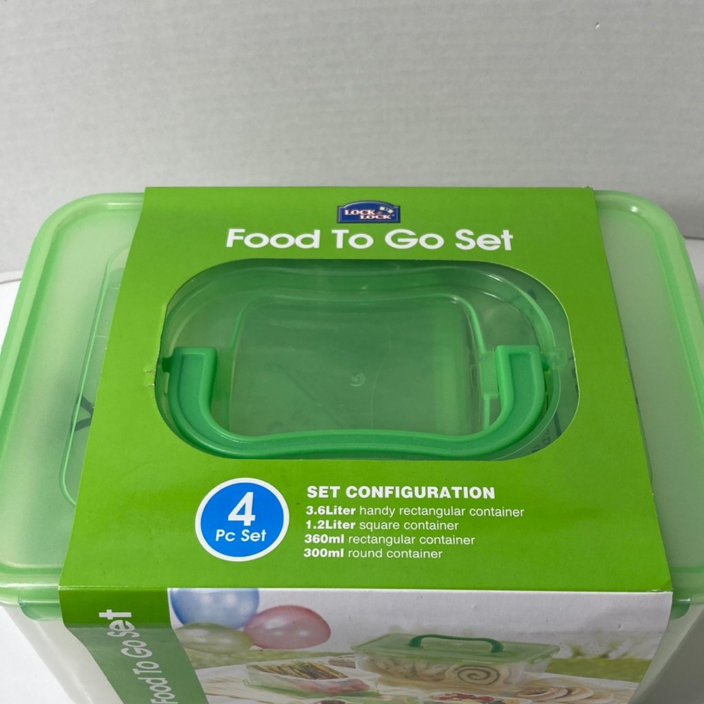 Lock & Lock Food to Go Set Storage Containers Green 4 Piece Set